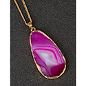 Necklace Long Natural Quartz Agate Cerise